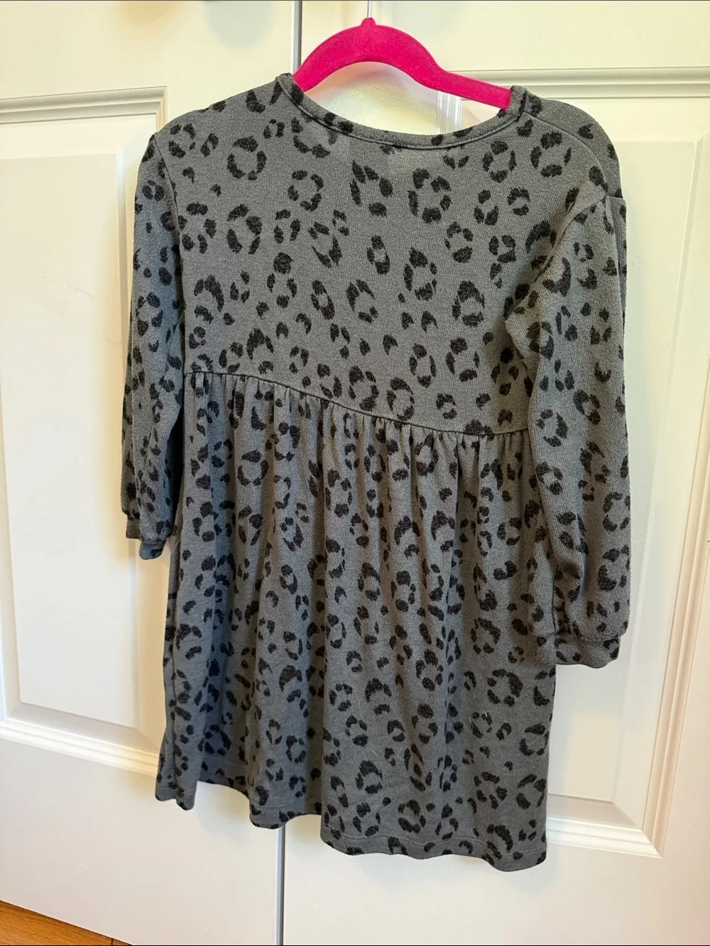 GAP Girls Grey and Black Leopard-Print Long Sleeve Dress